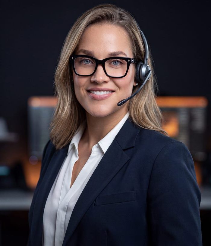 cube one Ansprechpartnerin mit Headset