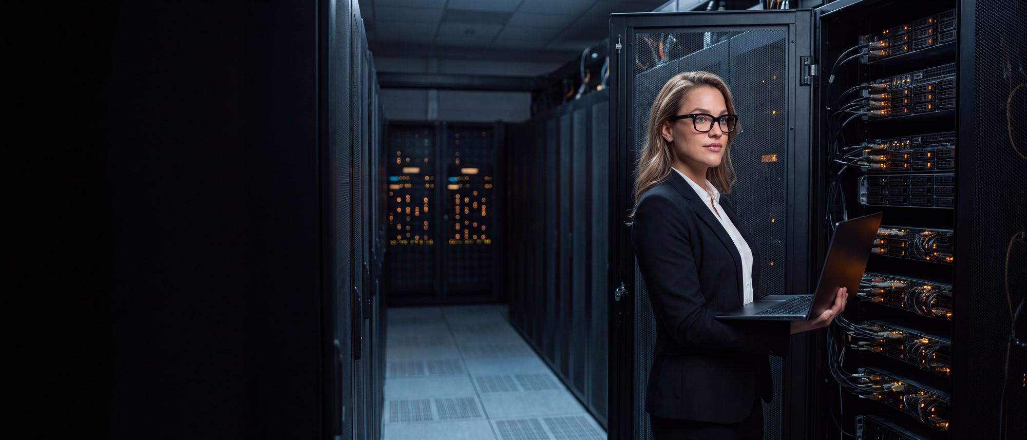 Serverraum und Labor-IT-Infrastruktur mit Statusanzeigen für den GxP-Betrieb
