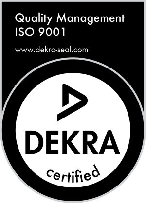 DEKRA ISO 9001 quality management seal, certified